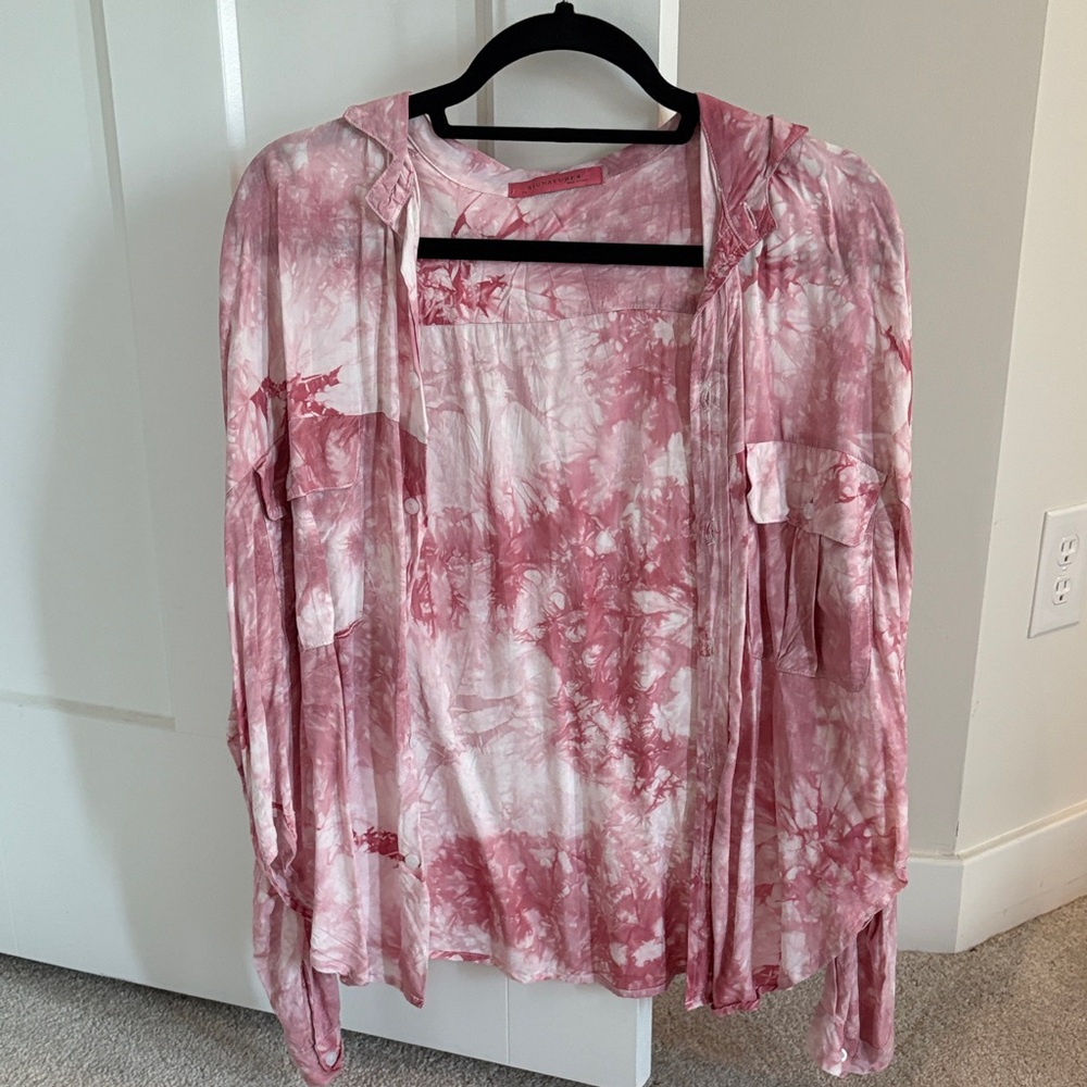 Signature8 Pink Tie-Dye Button Down Shirt